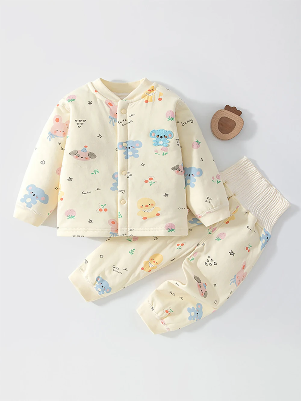 MILANCEL Winter Baby Clothing Sets 6M-4T Fleece Padded Toddler Homewear Set Cartoon Bunny Baby Boy Clothes Infant Girls 2PCS