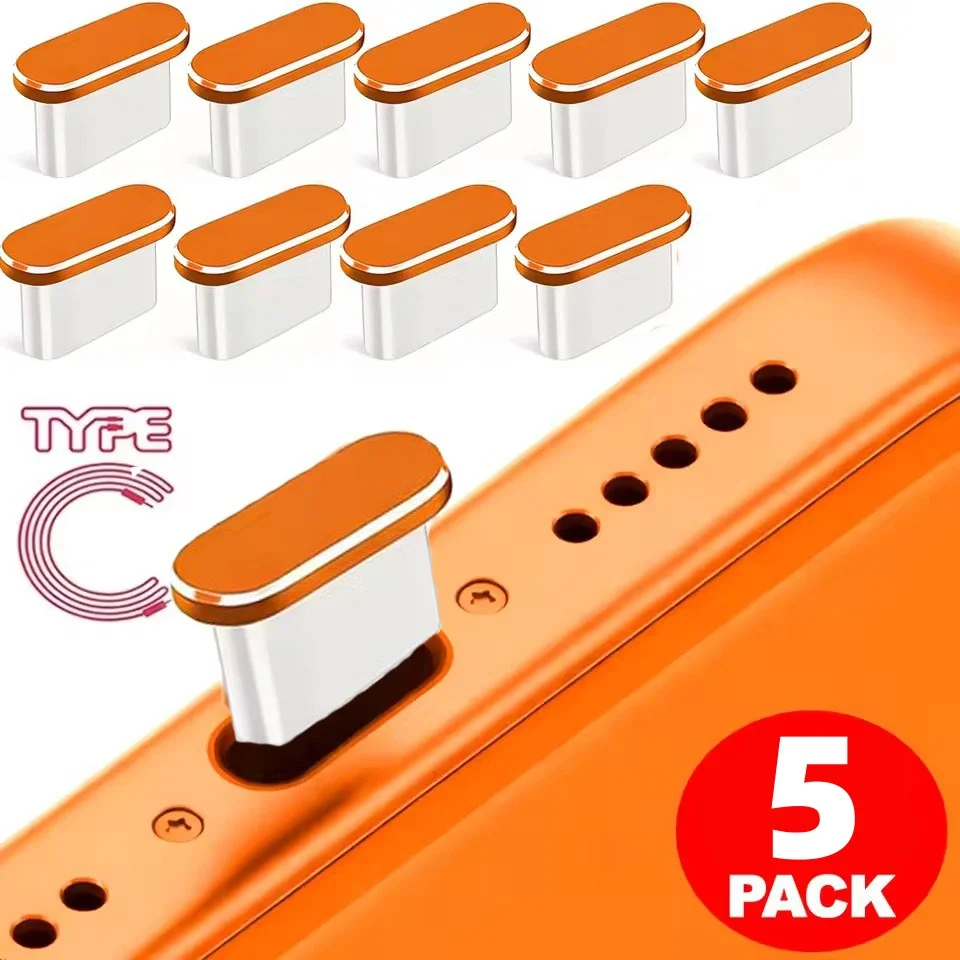 

1/5Pcs 17PM Metal Dust Plug For iPhone 17 16 15 Pro Max Plus USB Type C Charge Port Stopper Phone Type-C Protection Dustplugs