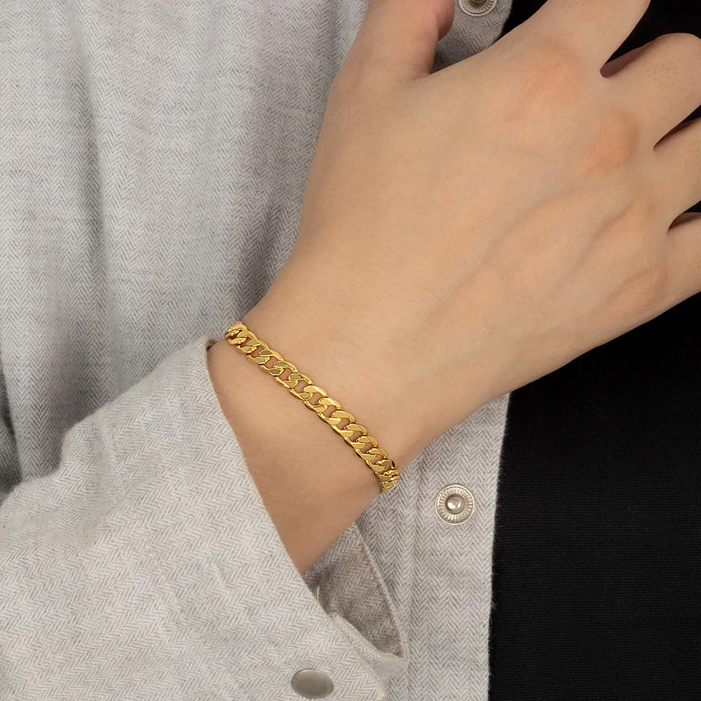 Unisex 5mm 925 Sterling Silver Blade Chain Bracelet Classic Polished Versatile Street Casual Basic Fashion Jewelry for Men Women