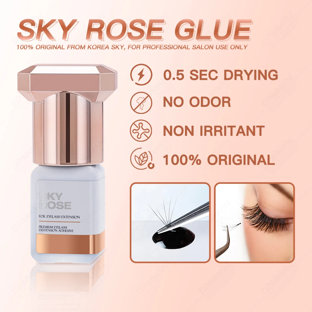 15Bottles 5ML Korea Original Sky Rose Glue 0.5S Fasting Drying Sky  Eyelash Glue Professional Lash Extension Adhesive Wholesale