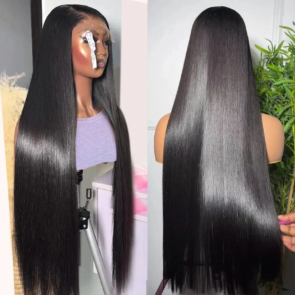 

200 Density HD Transparent Straight 20 Inch Lace Front Wig PrePlucked Lace Frontal Human Hair Wig 5x5 Glueless For Black Women