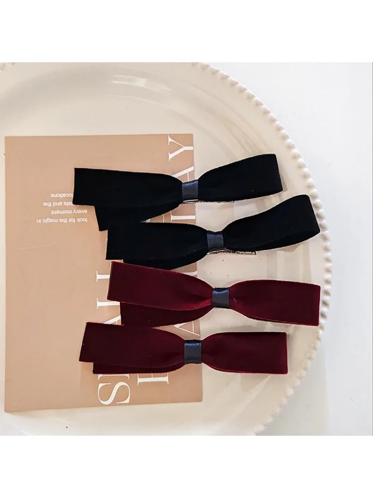 Elegancka aksamitna czarna kokarda do wina spinka do włosów spinki do włosów uchwyty dla dziewczynek kobiety dziecięce włosy Party akcesoria do mycia twarzy opaska na głowę — zdjęcie 2