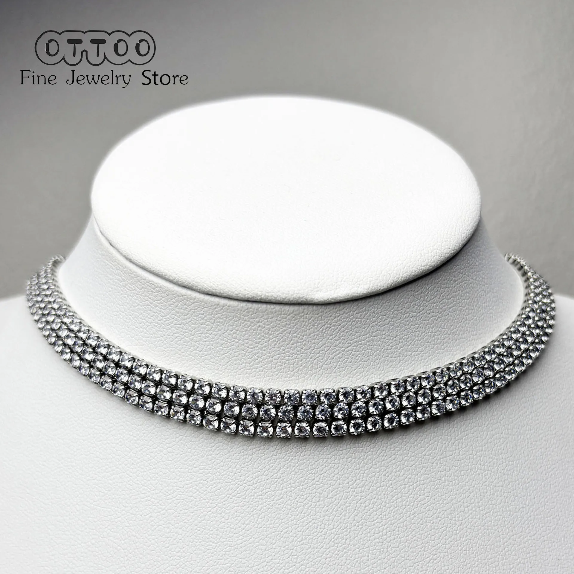 

Original 2025 New Zircon Crystal Three-layer Crystal Necklace Fine Jewelry Earrings Set for Women Stainless Steel Romantic Gift