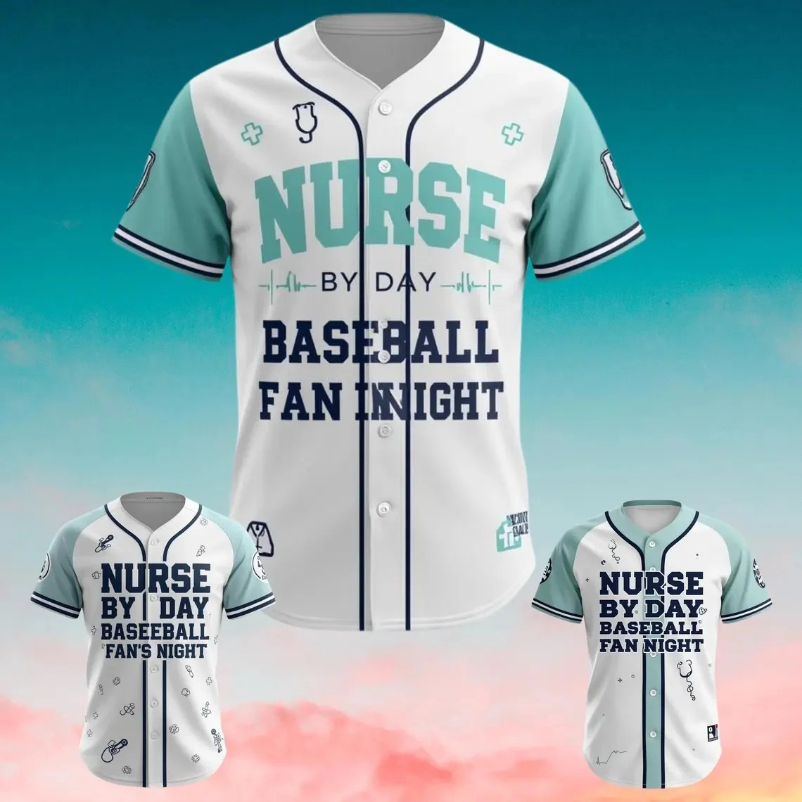 Nurse Baseball Jersey, RN Medical Worker Game Day Shirt