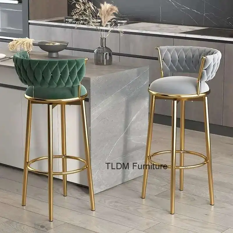 

Nordic Light Luxury Leisure Bar Chair Creative Home Comfortable Back High Foot Dining Chair Bar Modern Leisure High Foot Stools