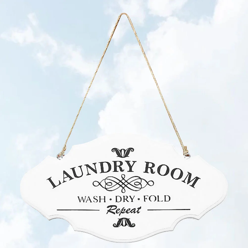 

1PC Laundry Room Hangtag Wooden Door Plaque Vintage Wall Sign Door Hanging Board Guiding Sign for Home Hotel