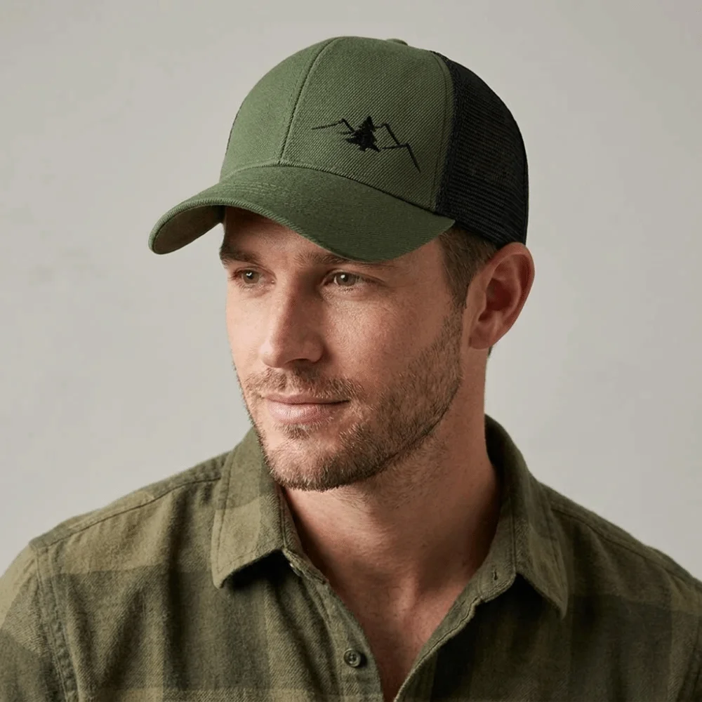

Breathable Quick-Drying Baseball Cap Wide Brim Mountain Embroidery Snapback Hat Cotton Sun Protection Mesh Duckbill Cap Outdoor
