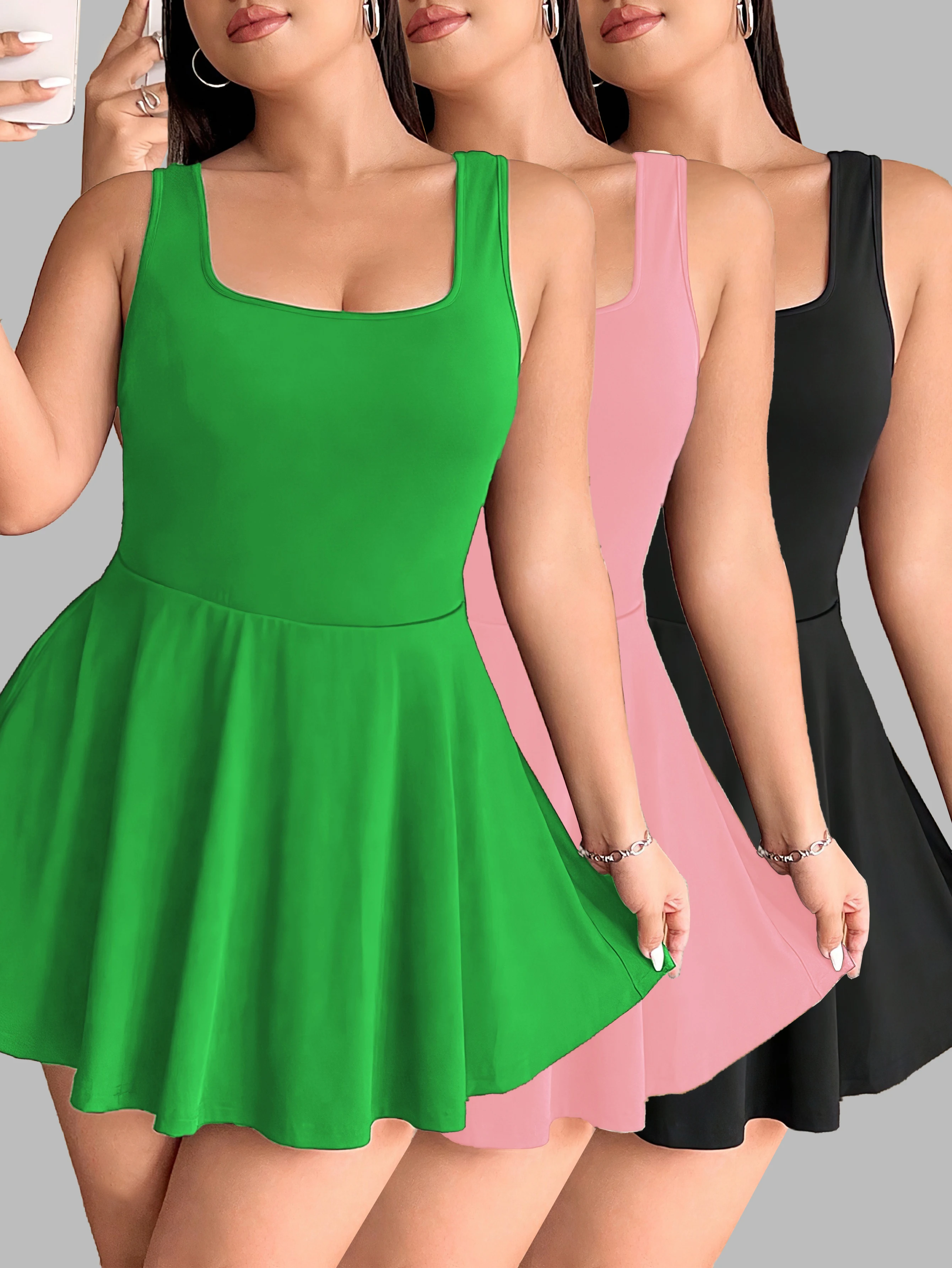 

Summer, autumn and winter best-selling popular casual and commuting style pure color large-size women's dress, three-piece set