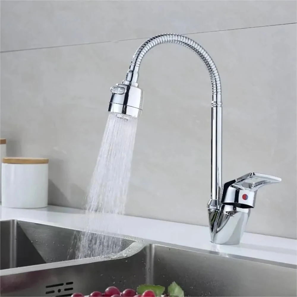 Kitchen Faucet 360° Rotatable Flexible Faucet 2 Mode Stream Spray Bubbler Splash Proof Hot Cold Water Sink Mixer Tap Home Use