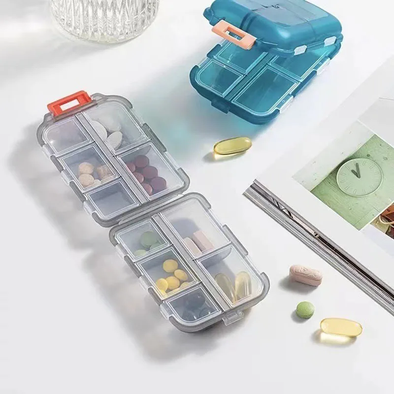 3/6/10 Grids Travel Portable Pill Box Folded Double-layer Small Medicine Box Sealed Moisture-proof Pill Storage Cases