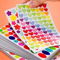 6pcs Clipbook Stickers Self-adhesive Adhesive Album Decoration Accessories DIY Stickers Star Heart Dots Color Handicrafts TMZ