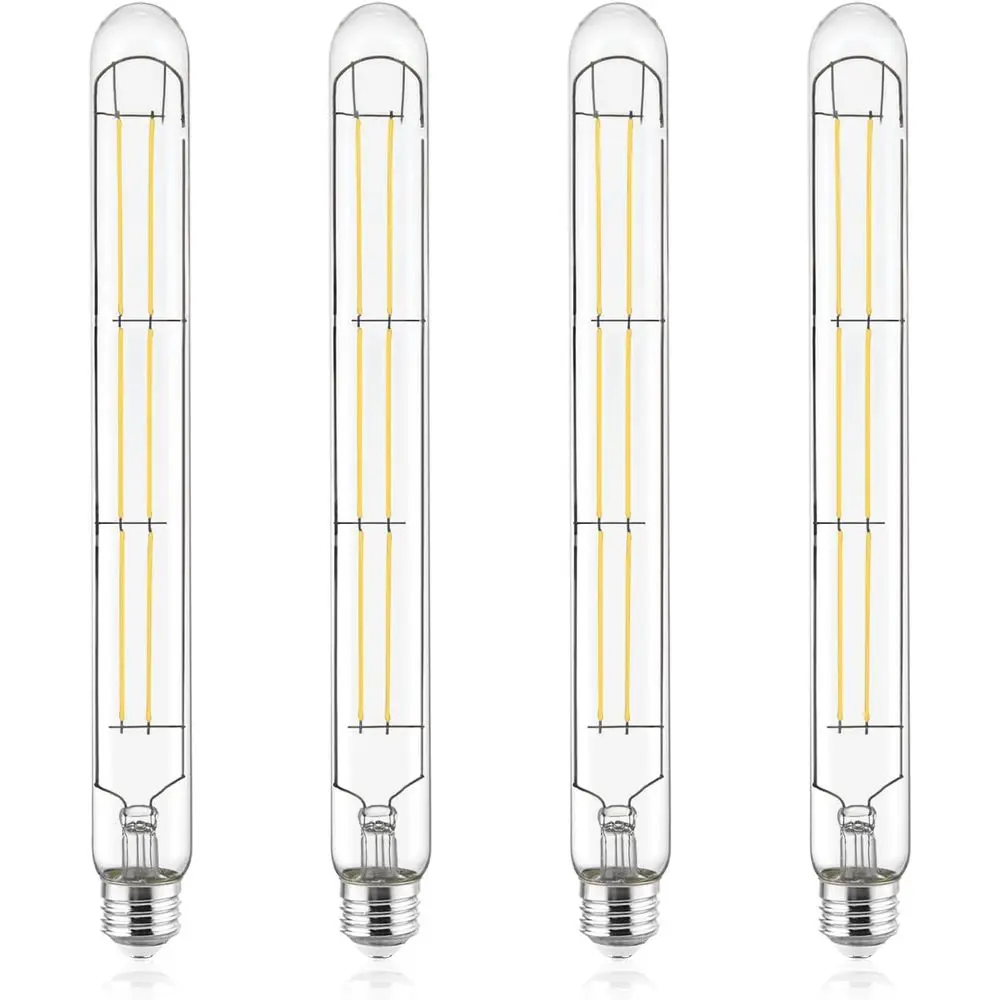 Bombillas LED Tubulares Vintage T9 de 60W Equivalentes, 3000K Blanco Cálido, 800 Lúmenes, Bombillas Tubulares Edison Regulables de 7W, Transparentes