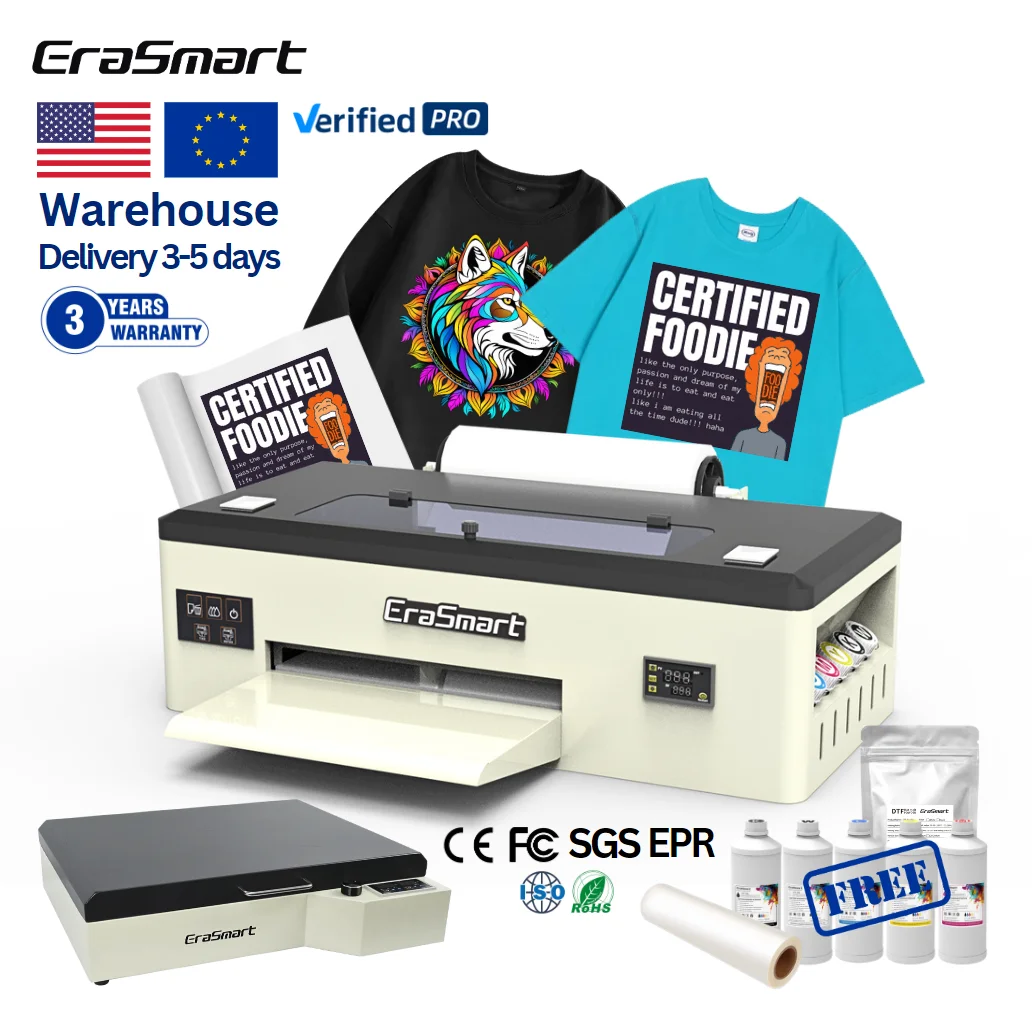 

Free Shipping 30cm A3 DTF Printer Digital T Shirt Textile Printing Machine Heat Transfer Pet Film Plotter With Oven