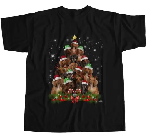 Polarshe 1Tee Mens Dachshund Tree - Christmas Tree Made of Dachshund Dogs T-Shirt