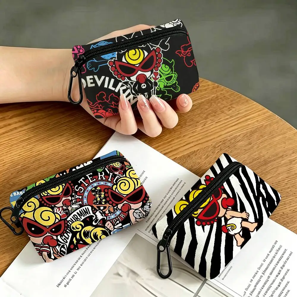 Japan Fashion Hysteric Mini Portable Mini Oxford Cloth Coin Purse With Carabiner Hook Zipper Key Card Earphone Storage Wallet