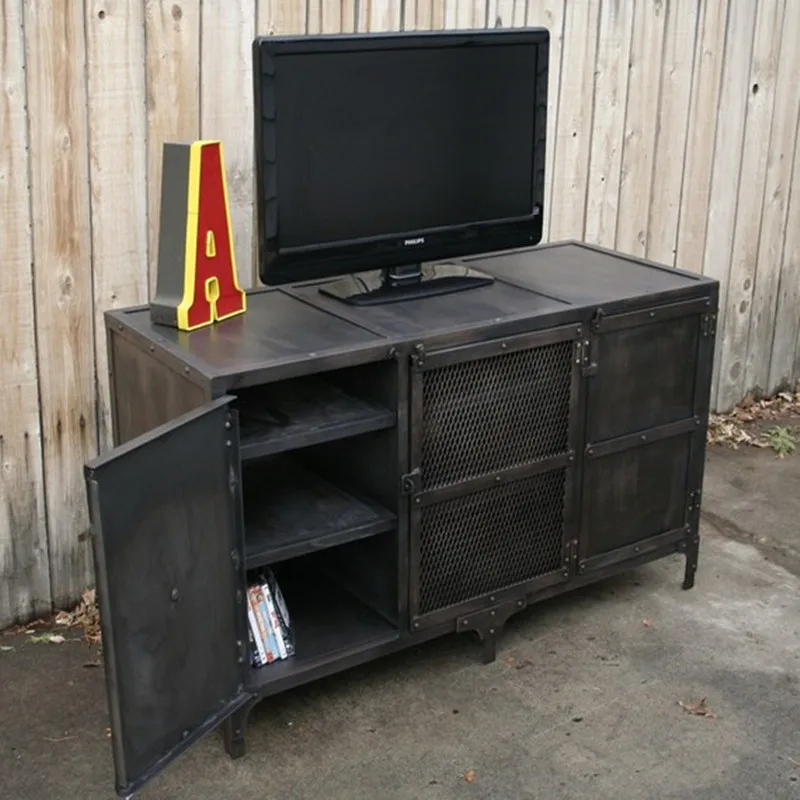 Retro tin chest frame rivet sideboard TV