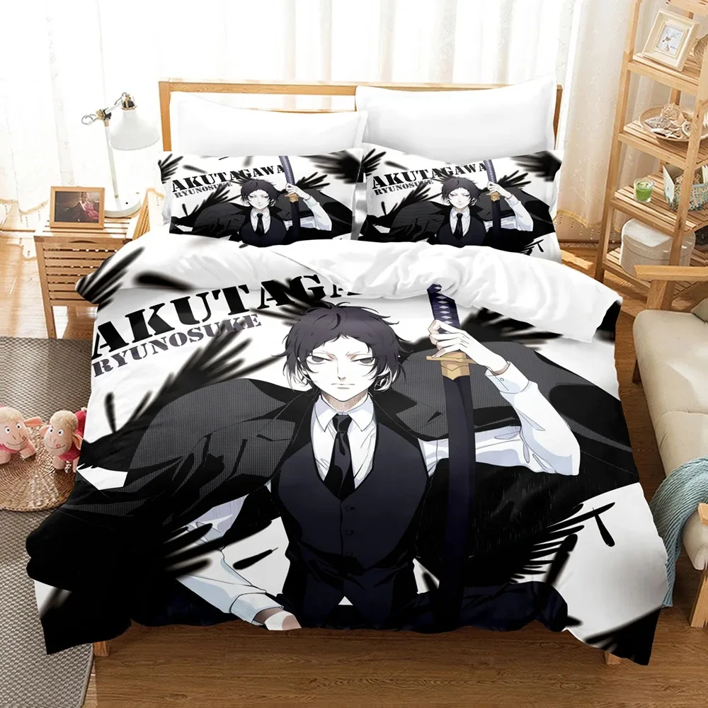 Anime Bungo Stray Dogs Quilt Cover Bedding Set,Children's Soft Bed Cover,Single Double Full King Bed King Bed Set