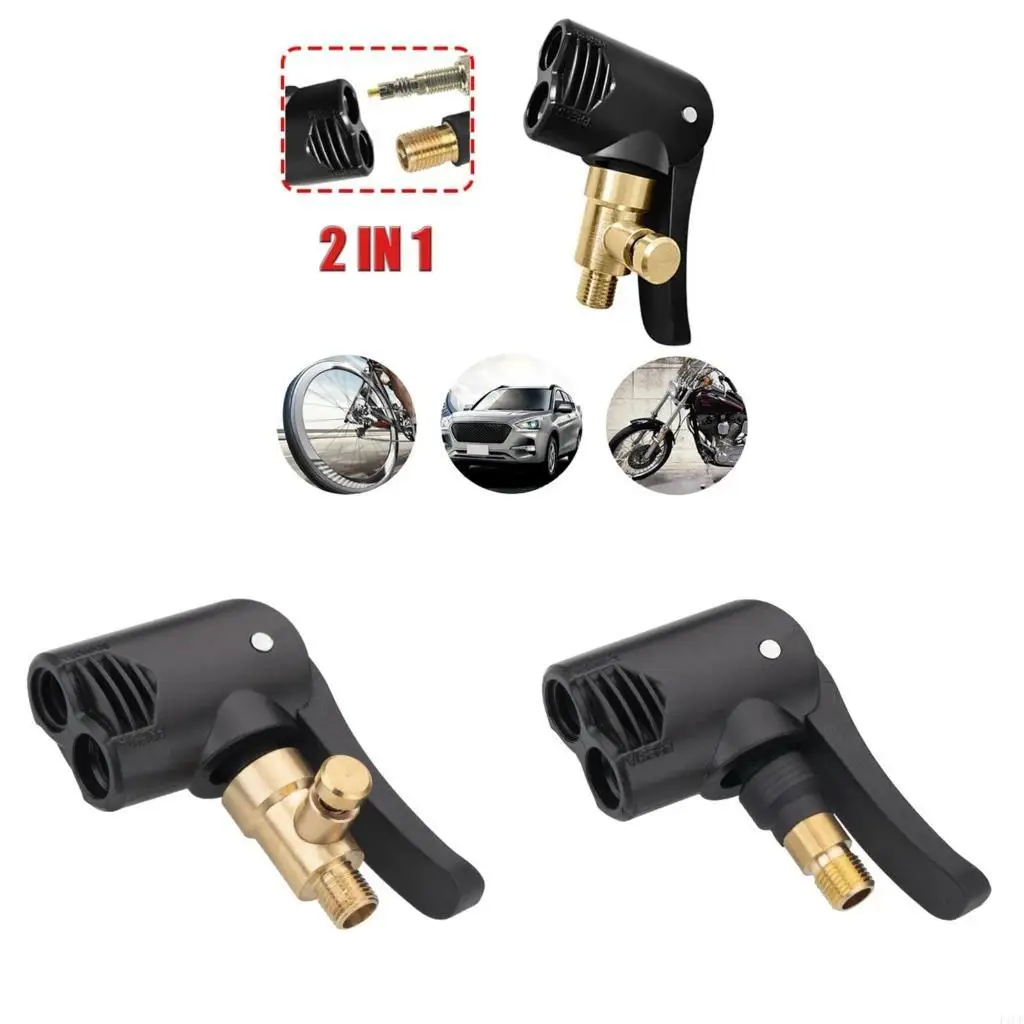 F1CF Portable Air Chuck Adapter Fit for Bike Tires Features Double Head Designing Efficient Use In Road Trips And Emergencies