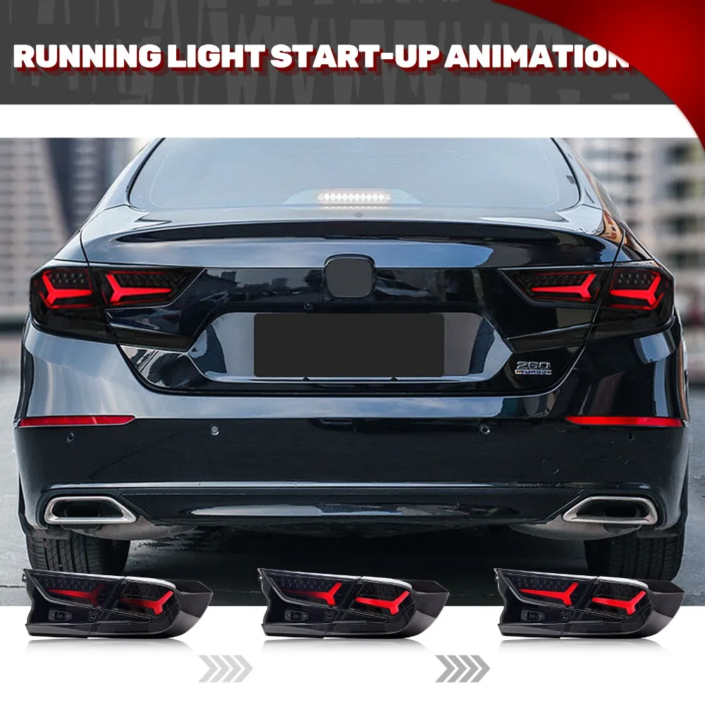 LED Tail Lights For Honda Accord 10Th Gen 2018-2022 Sequential Rear Lamps Smoke