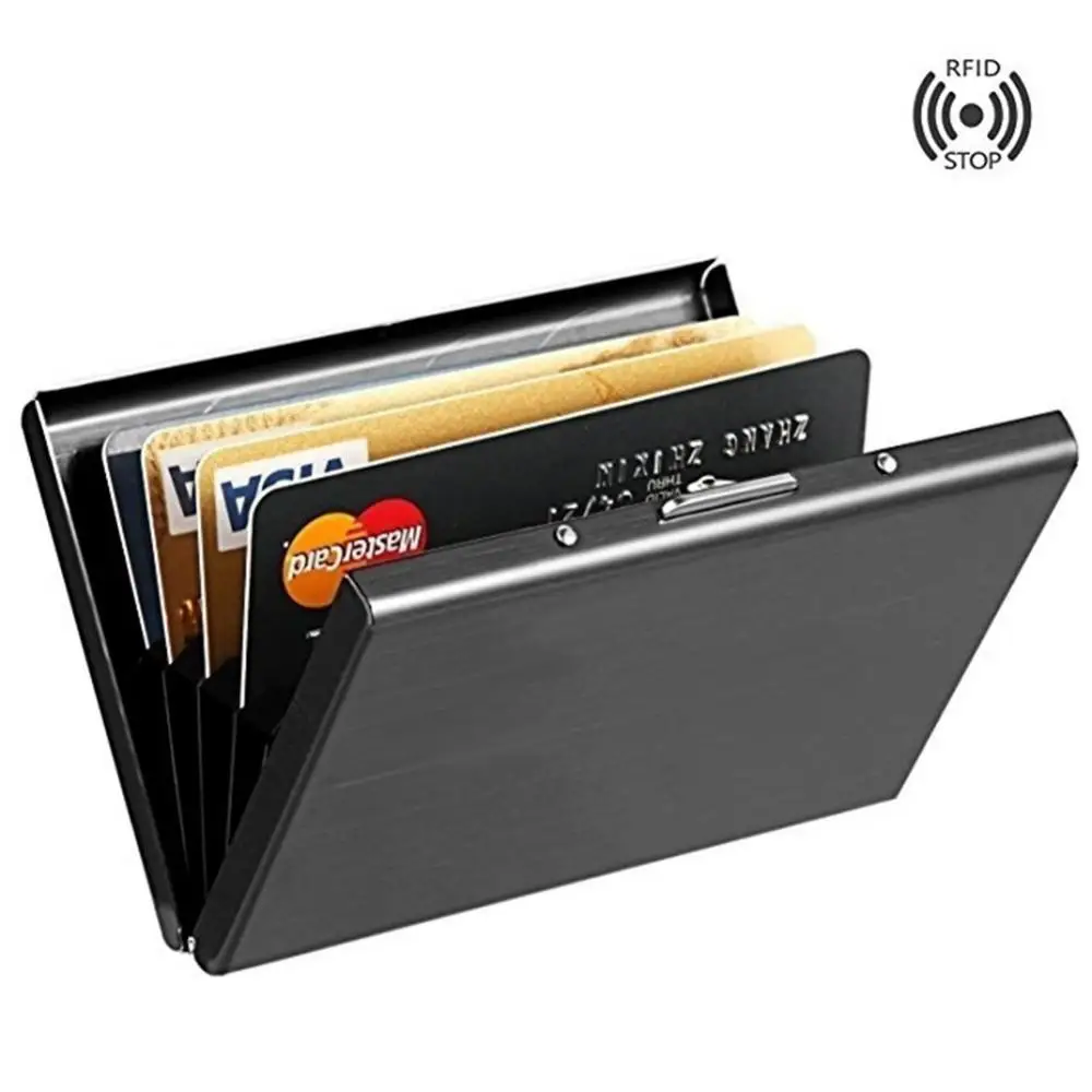 Stainless Steel Business ID Credit Card Holder RFID Blocking Protector Case Box Silver Aluminum Metal Waterproof Hard Namecard