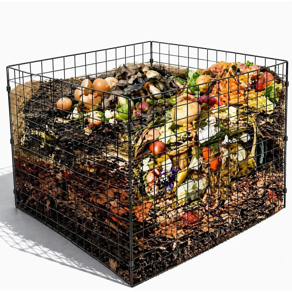 

Outdoor Large Square Mesh Compost Bin, 36x36x28 Inches, for Leaves and Yard Waste
