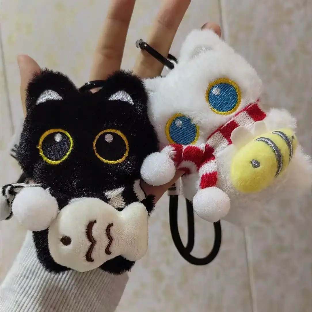 

Cool Plush Black White Cat Keychain Cute Doll Key Chains Bag Pendant Jewelry Car Key Holder Accessories Ladies Couple Cute Gift