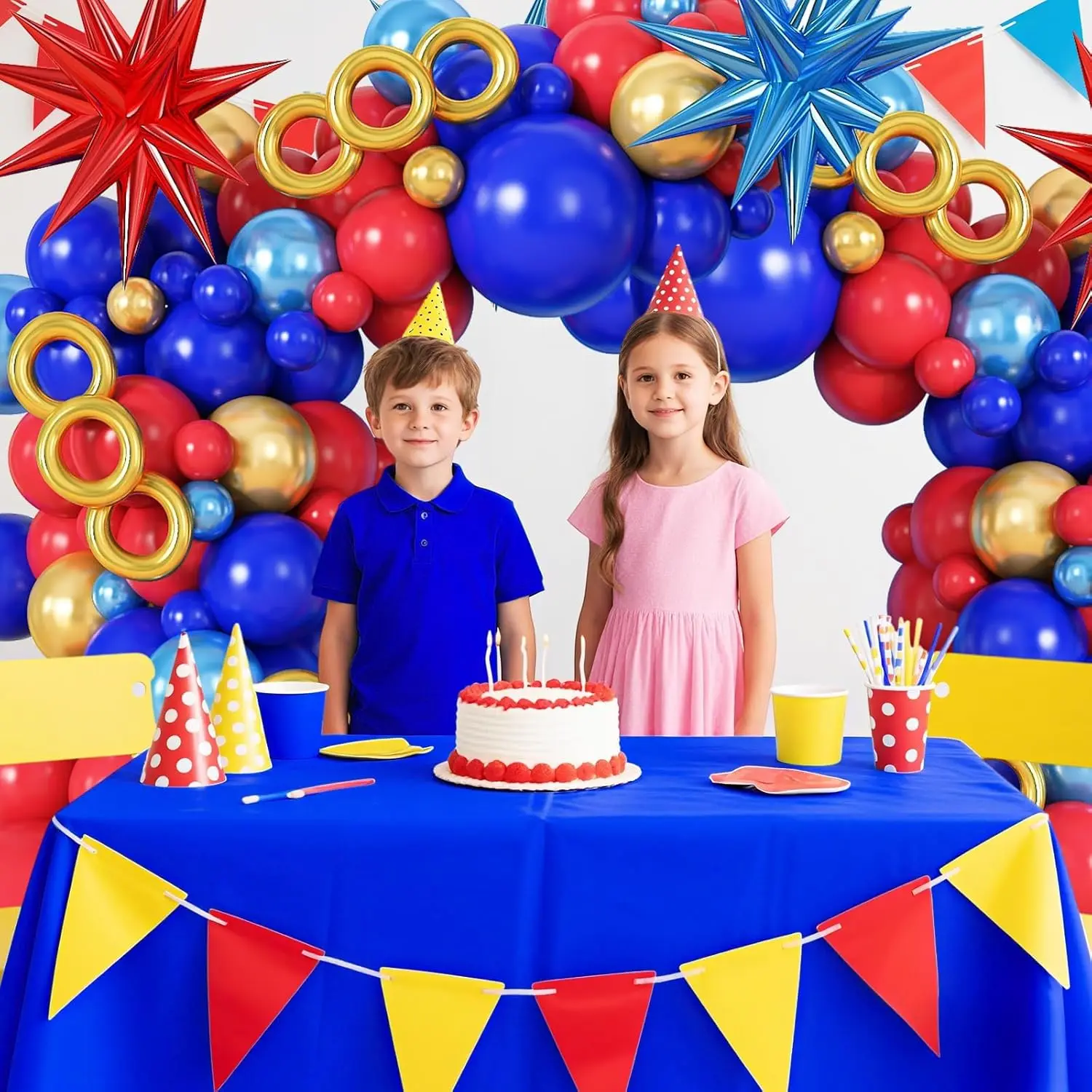 108Pcs Red Blue Gold Balloons Arch Garland Kit for Birthday Wedding Graduation Anniversary Decorations - view 4