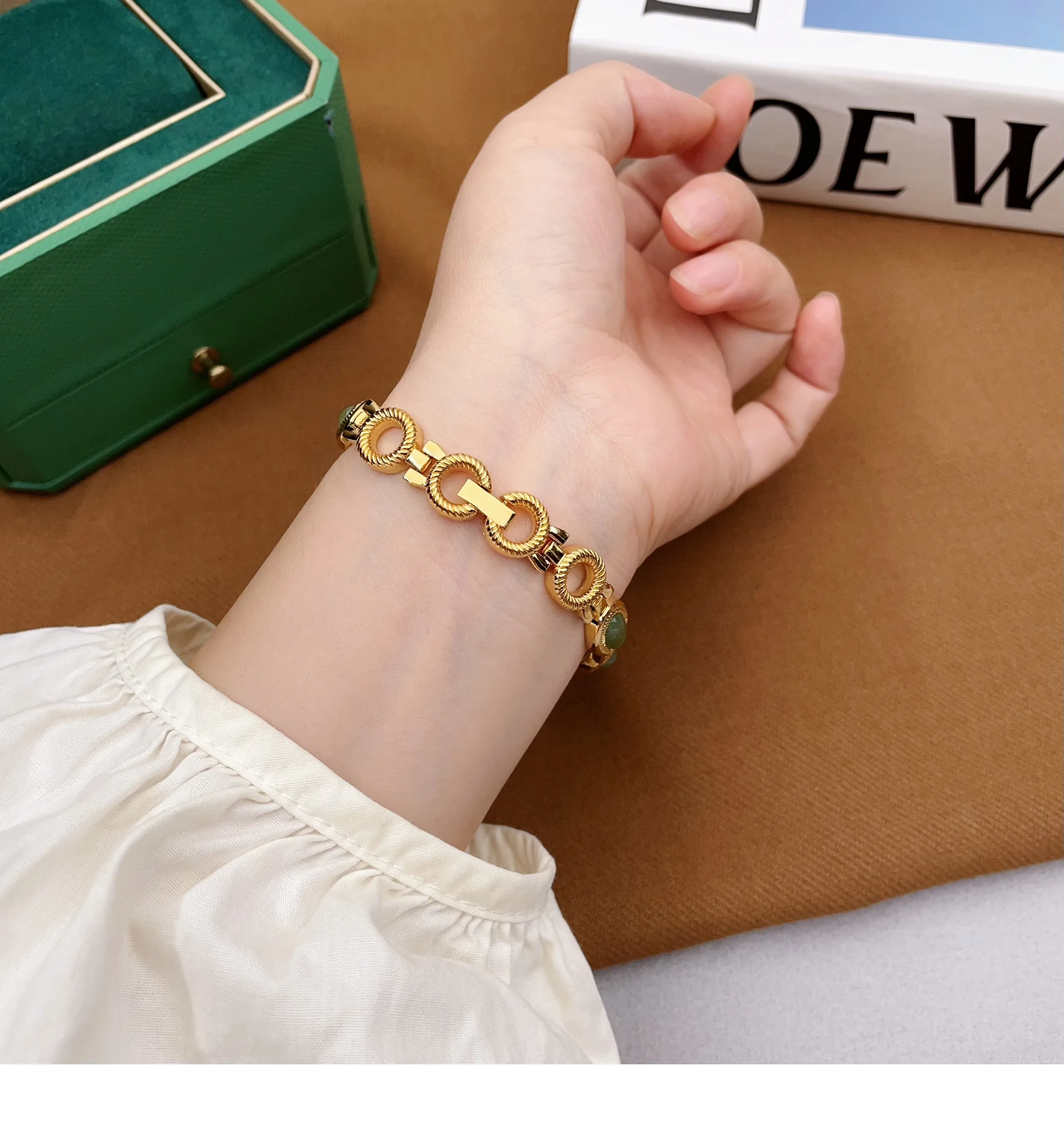 Jade oval small dial watch for women vintage style niche