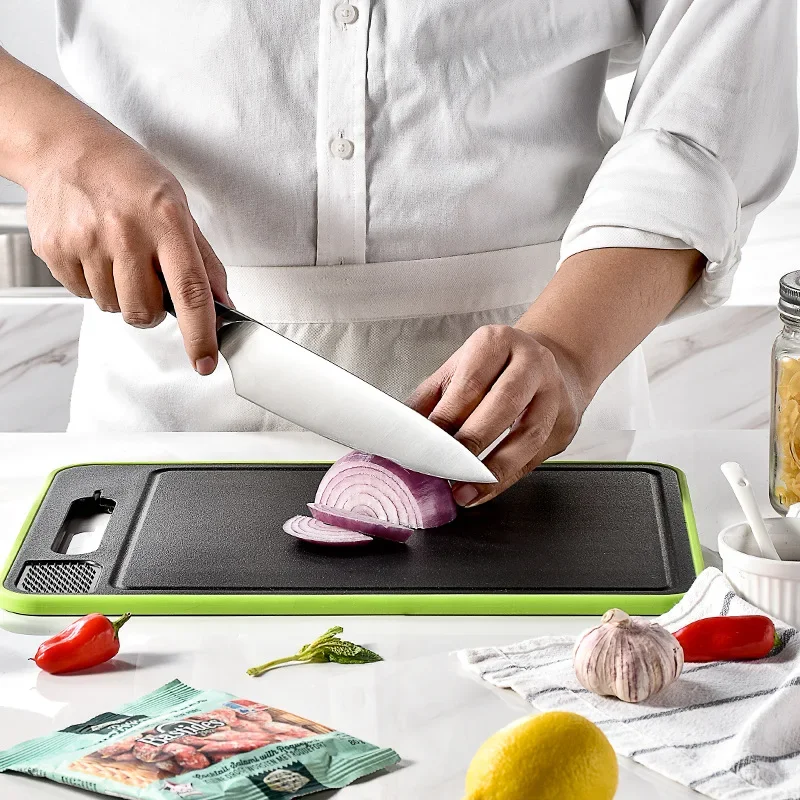 Defrosting Cutting Board Tray with Grater, Sharpener,Double Sided Chopping Board Frozen Meat Fish Food Tray Meat Tools