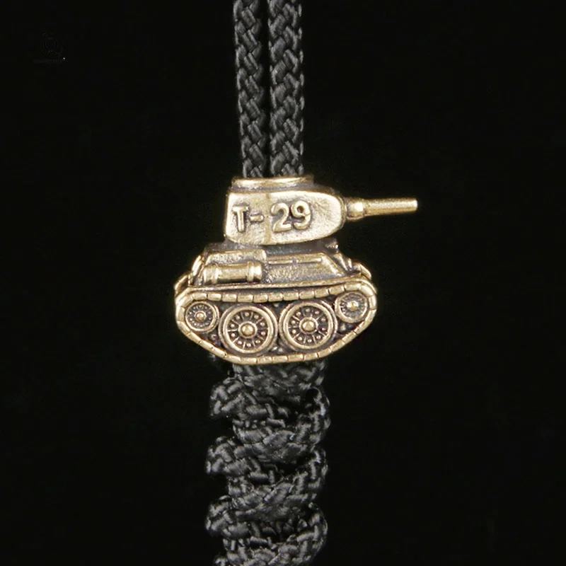 Classic T29 Tank Model Brass Knife Beads Outdoor EDC Umbrella Rope Pendants DIY Paracord Bracelets Accessories Lanyard Hangings