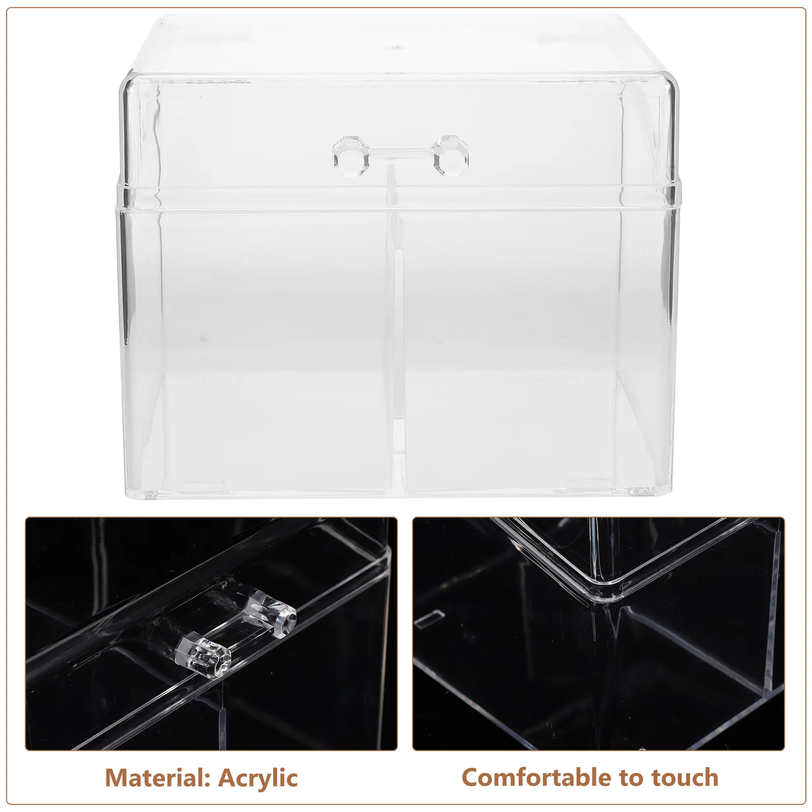 

Acrylic Desktop Business Card Holder Organizer Clear Flip Type Card Box Two Compartments Dust Proof Storage Case