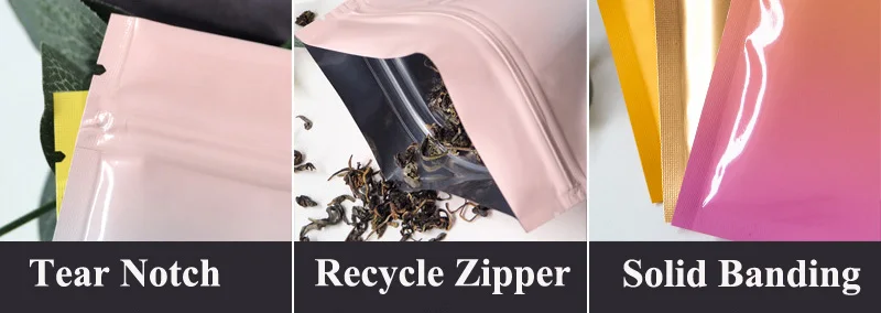 Wiederverschließbare Aluminiumfolie, flach, glänzend, matt, Hermetik-Verpackungsbeutel, Süßigkeiten, Schmuck, Kaffee, Heißsiegelbeutel mit Reißverschluss – Detail 16