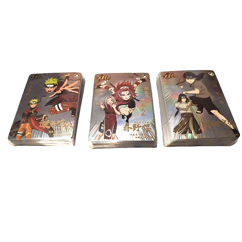 NARUTO XR series Sasuke Hyuga Neji Haruno Sakur Anime characters Bronzing Rare collection flash Card Cartoon toys Christmas gift