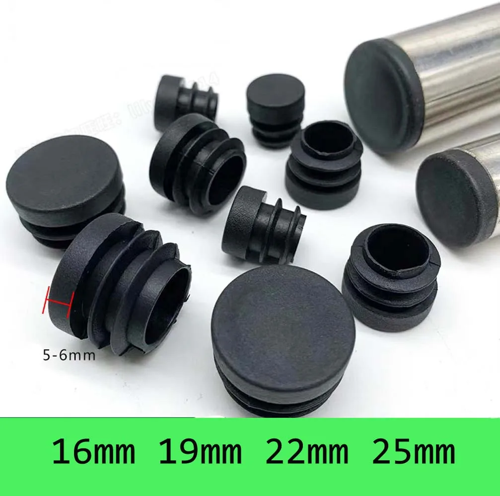 

Black thickened Round Plastic Blanking End Caps Tube Inserts furniture round steel pipe foot plug Diameter 16mm 19mm 22mm 25mm