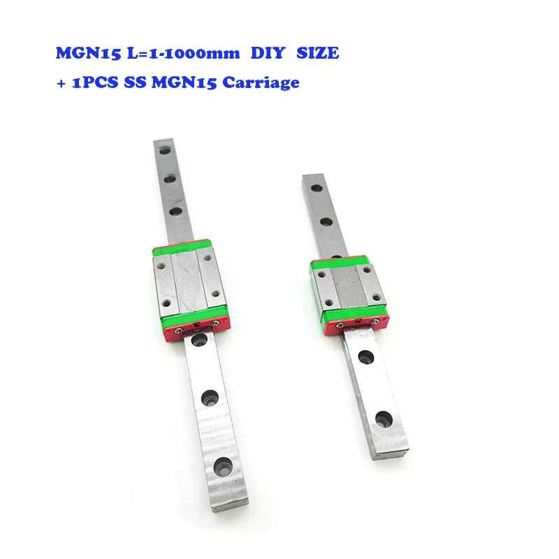 MGN 15mm Linear Guide MGN15 L= 100 150 200 250 300 350 400 450 500 550 600 Mm Linear Rail Way + MGN15C or MGN15H Linear SS Block