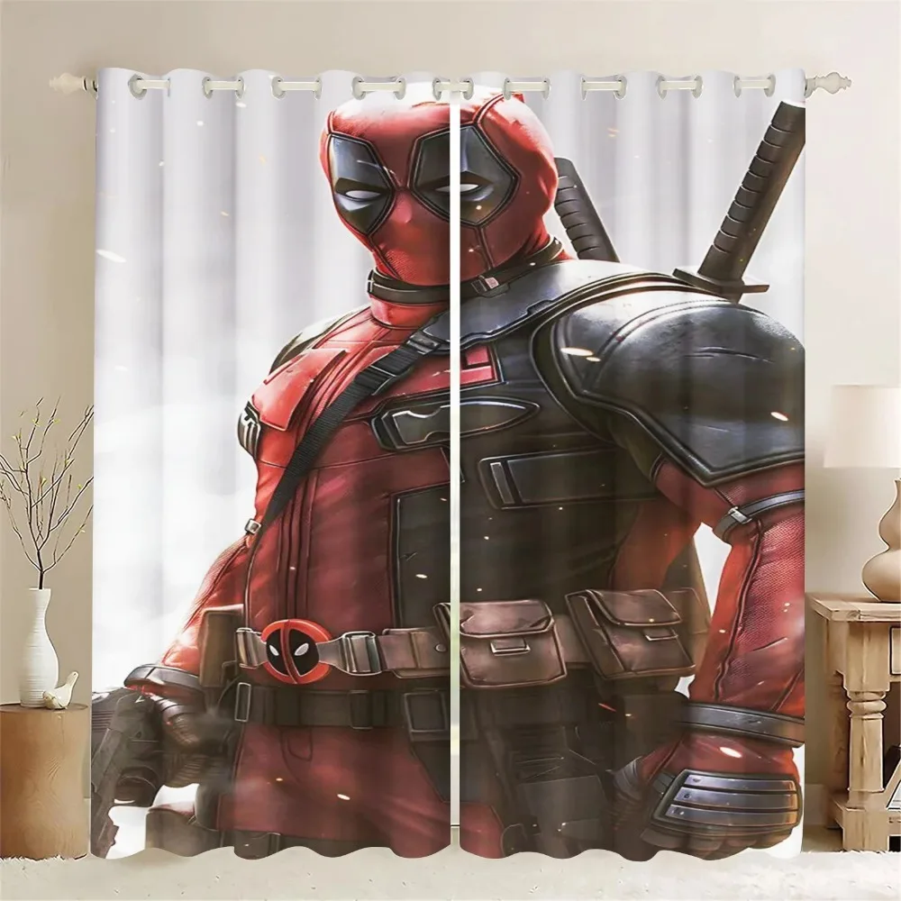 

2pcs Deadpool Dustproof High Blackout Curtain Balcony Screen Living Room Bedroom Decor Modern Print Gift for Boys and Girls