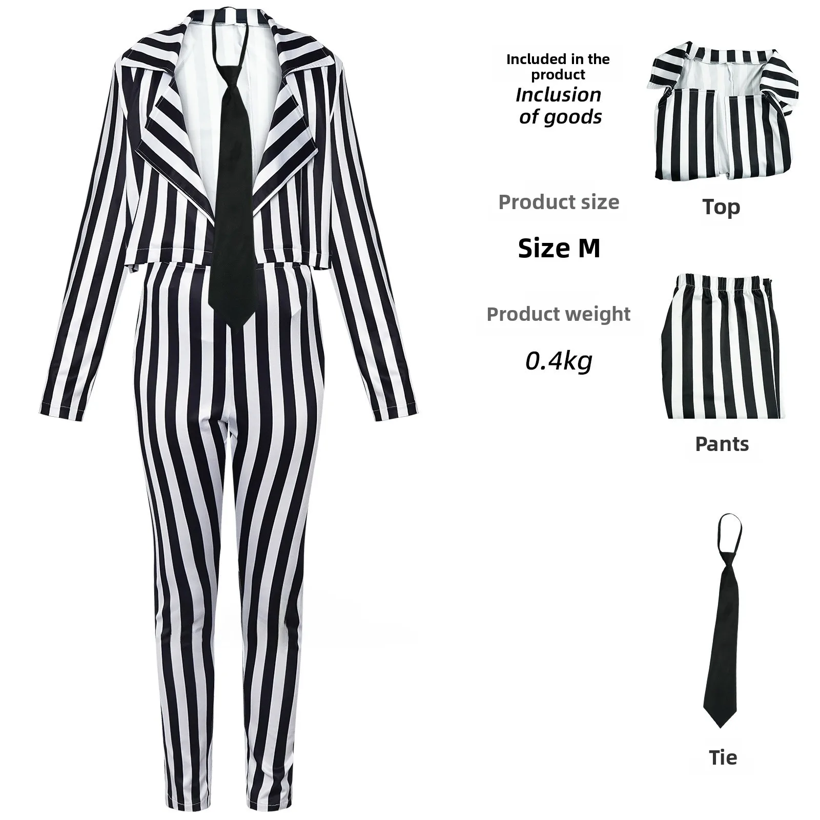 Abito da donna a strisce verticali cosplay loween nero bianco set di costumi per spettacoli teatrali tradizionali etnici cinesi