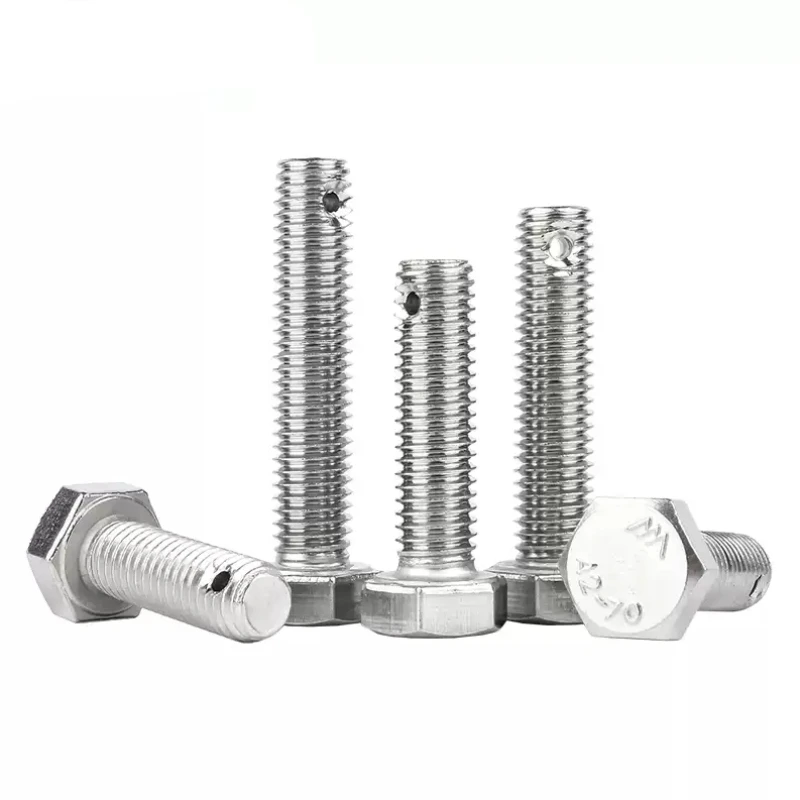 304 Stainless Steel Tail with Hole Outer Hexagonal Head Screw/Perforated Tail Hole Drilled Bolt GB31.1 M6 M8 M10 M12 M14 M16