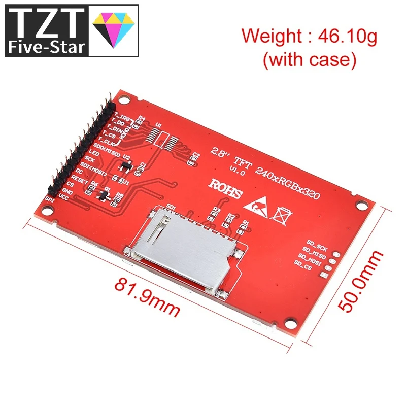 2.8 "240x320 SPI TFT LCD modulo porta seriale con adattatore PCB Micro SD ST7789V 5V/3.3V Display a LED da 2.8 pollici per Arduino