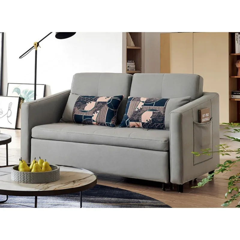 Modern Minimalist Sofa Bed, Technical Fabric, Solid Wood Frame, High-density Sponge, Living Room Fabric, Three-seater Sofa