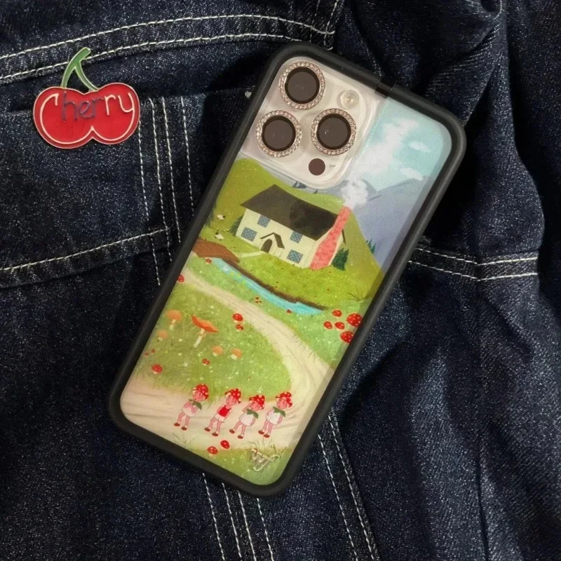 Wildflower ins Nara Smith Sweet Sliy Phone Case for iPhone 12 13 14 15 16 Pro Max Plus 17 Pro Cherries Clown Around Orchid Cover - Image 3