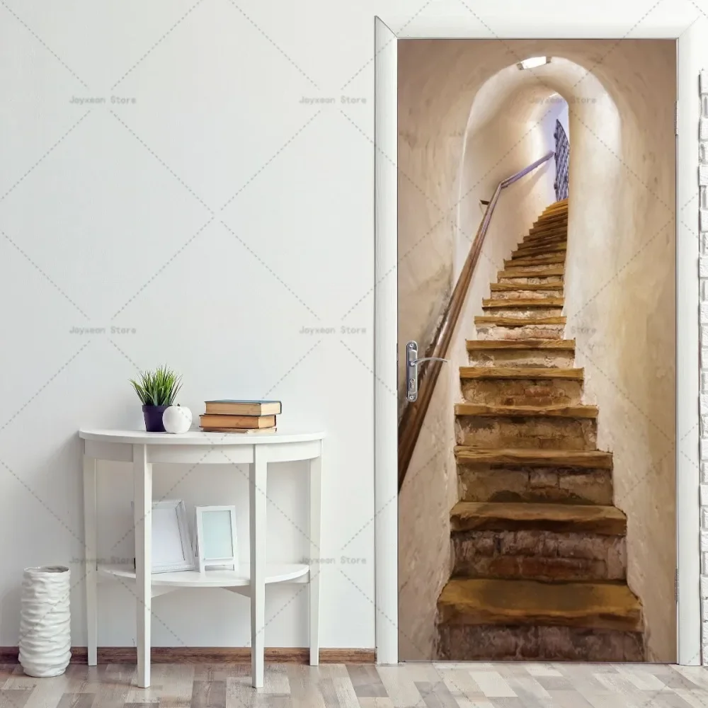 3D Realistic Iron Door Sticker Vinyl PVC Waterproof Material Self-adhesive Renovation Bedroom Old Door Posters and Door Stickers