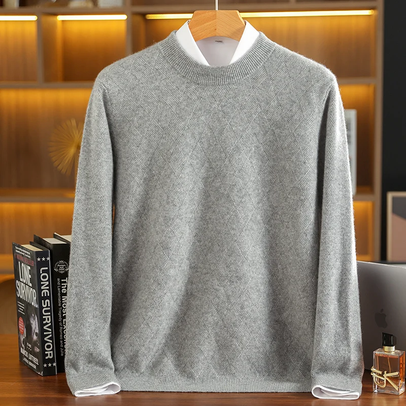 Sweater Kasmir Pria Berkualitas Tinggi 2025, Sweater Kerah Bulat Klasik, Lembut dan Nyaman, Kasual Bisnis, 100% Kasmir Pullover