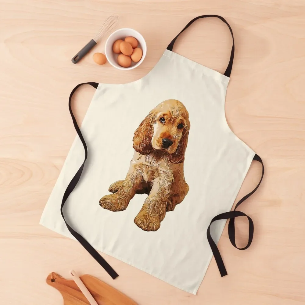 

Gold Cocker Spaniel Puppy Dog Apron barber men Kitchen Man Chef Accessory Apron