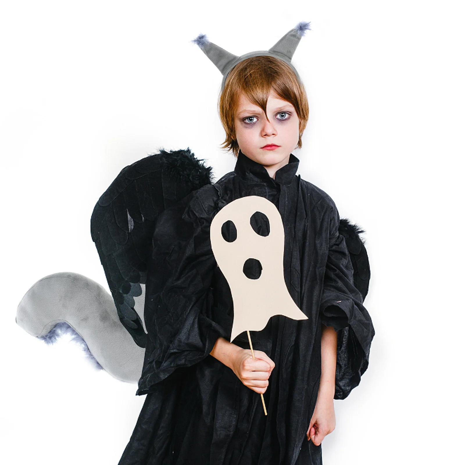 TENDYCOCO 다람쥐 의상 세트 귀 머리띠 재미있는 꼬리 코스프레 액세서리 동물 파티 생일 장식 회색