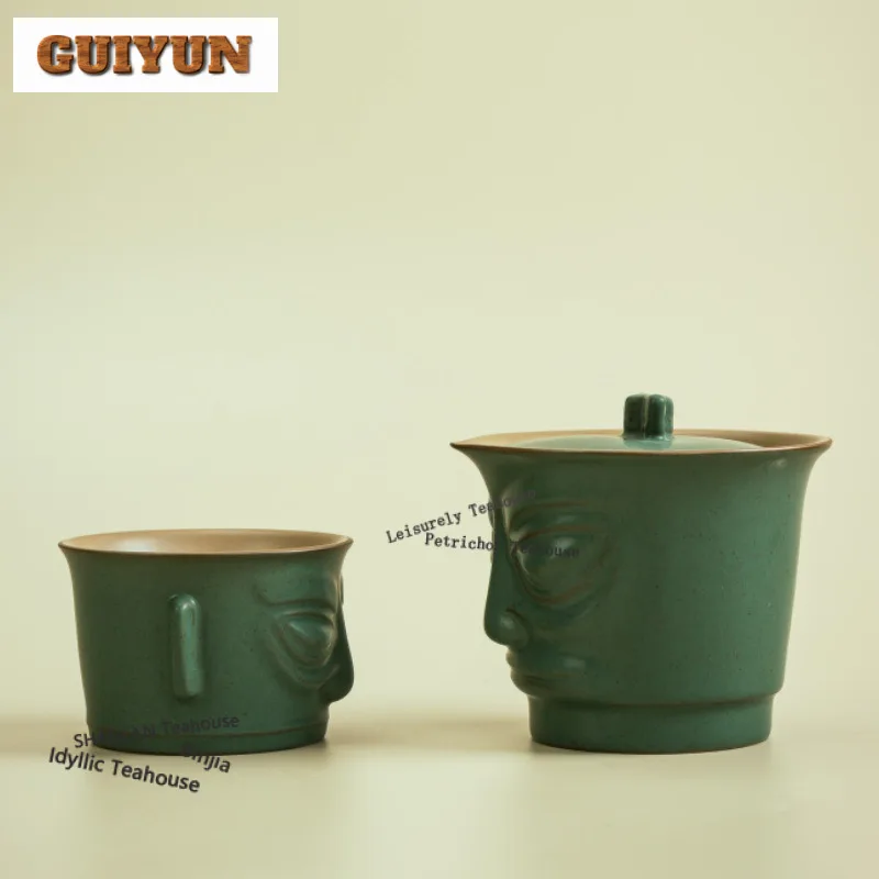 250ml Sanxingdui Mask Cultural Creative Teapot Retro Tea Infuser Pot Tea Maker Kettle With Filter Chinese Tea Cha Collection
