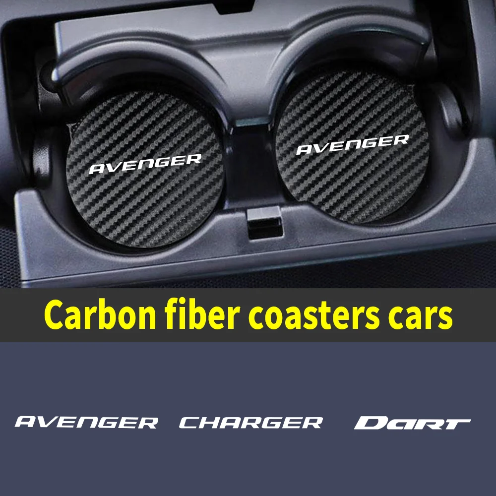 Car Cup Slot Non-Slip Mat Carbon Fiber Coaster Water Cup Holder Accessories For Dodge AVENGER CHARGER DART NITRO RAM SXT DURANGO