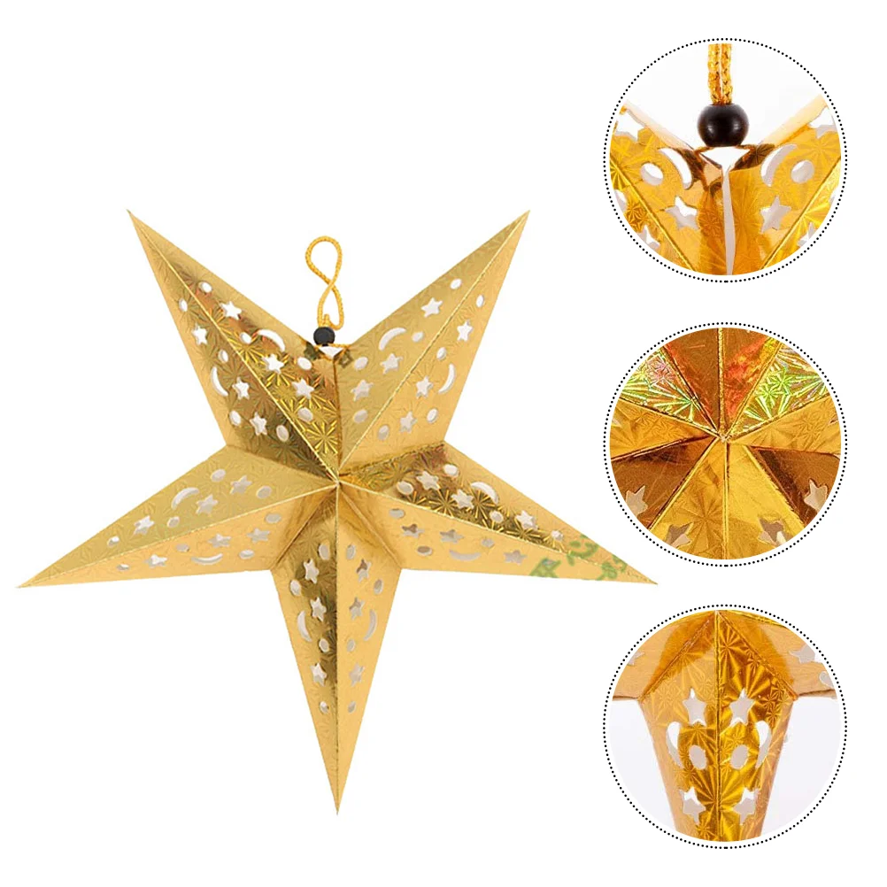 6 Pcs Origami Star Lampshade Paper Pentagram Lampshades Interior Decoration 3D Pendants Decorate