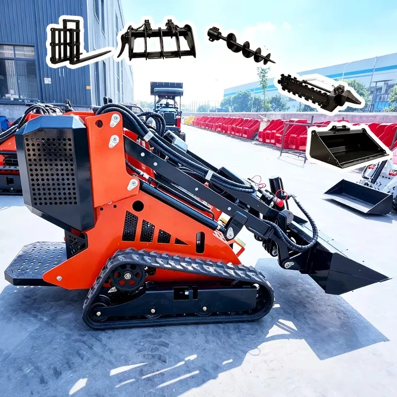 Customized All-Terrain Rubber Track Mini Skid Steer Loader With 140mm Ground Clearance For Rough Ground