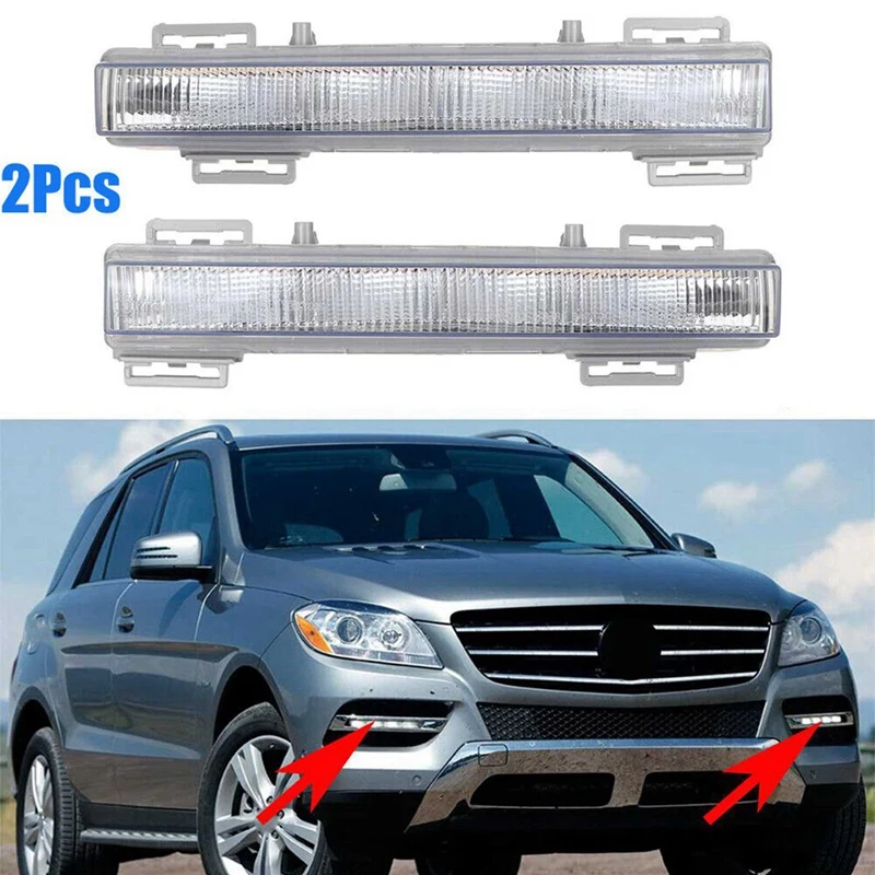 2X For Mercedes Benz W166 ML350 ML400 X204 GLK350 2012-2015 Car Front LED Daytime Running Light DRL Fog Lamp 2049065501